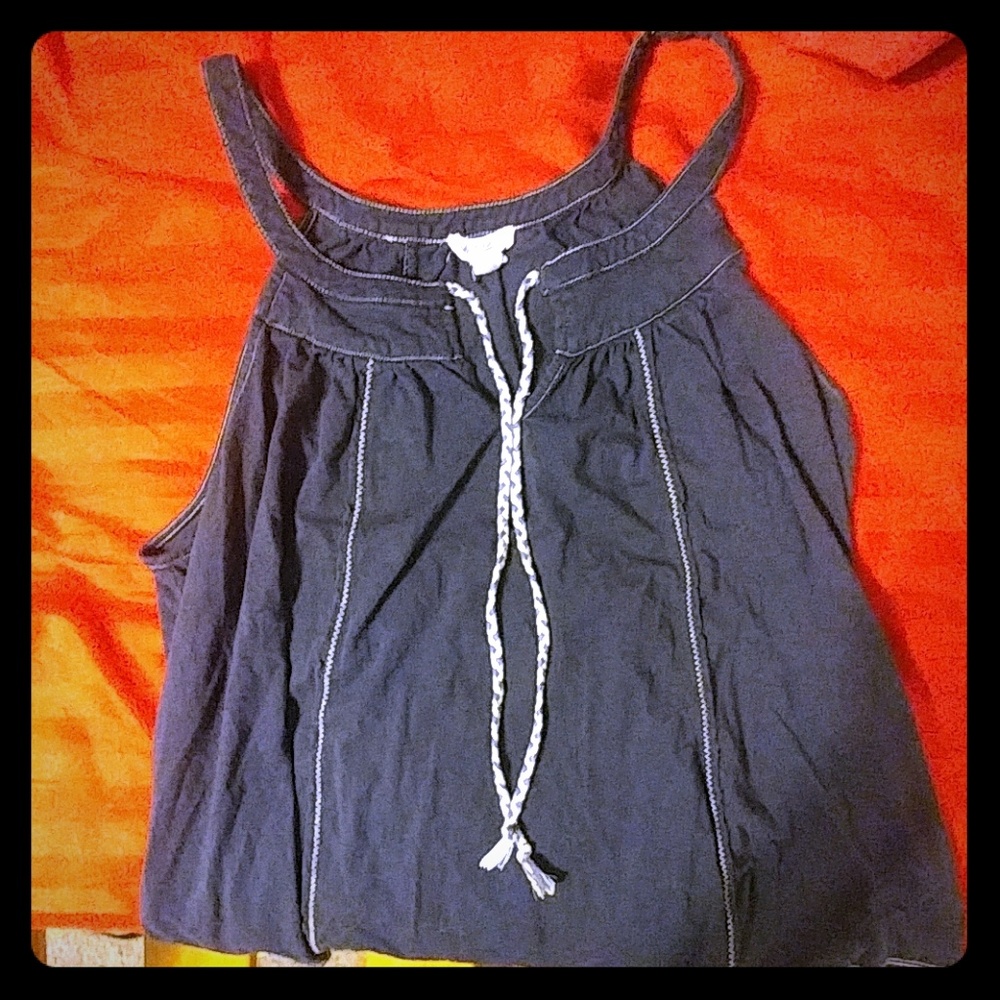 Lucky Brand Dark Blue Tank w Braided Yarn Decor